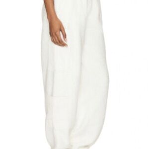 ALO Yoga White Cream Sherpa Track Pants Pilates Athleisure